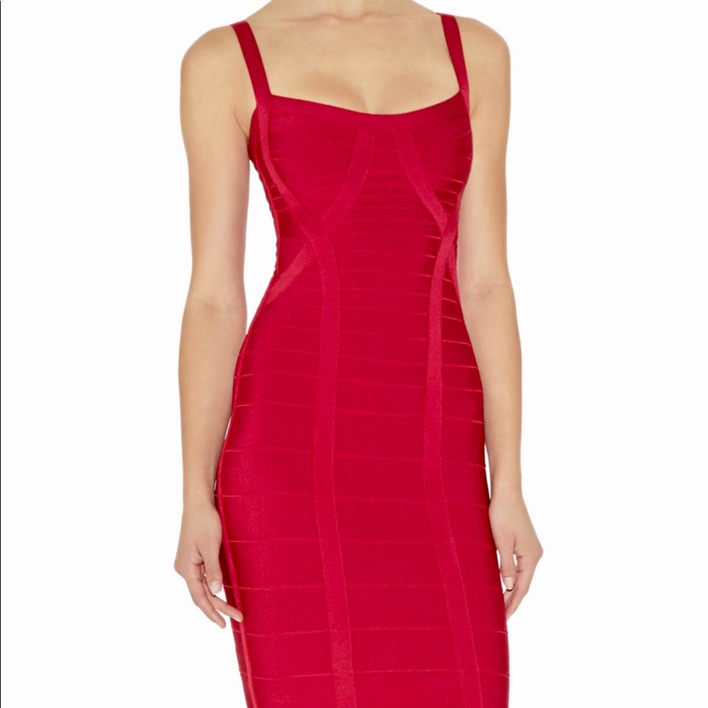 HERVE LEGER JUDITH RIO RED LIMITED EDITION DRESS
